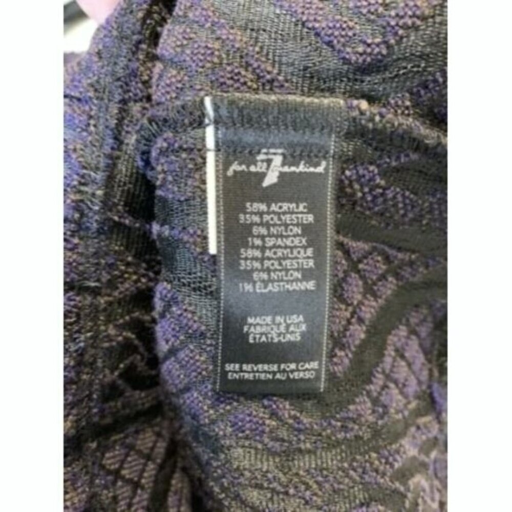 7 For All Mankind Women’s Purple Cable Knit Top XS Deep Scoop Grunge Preppy - Picture 7 of 9